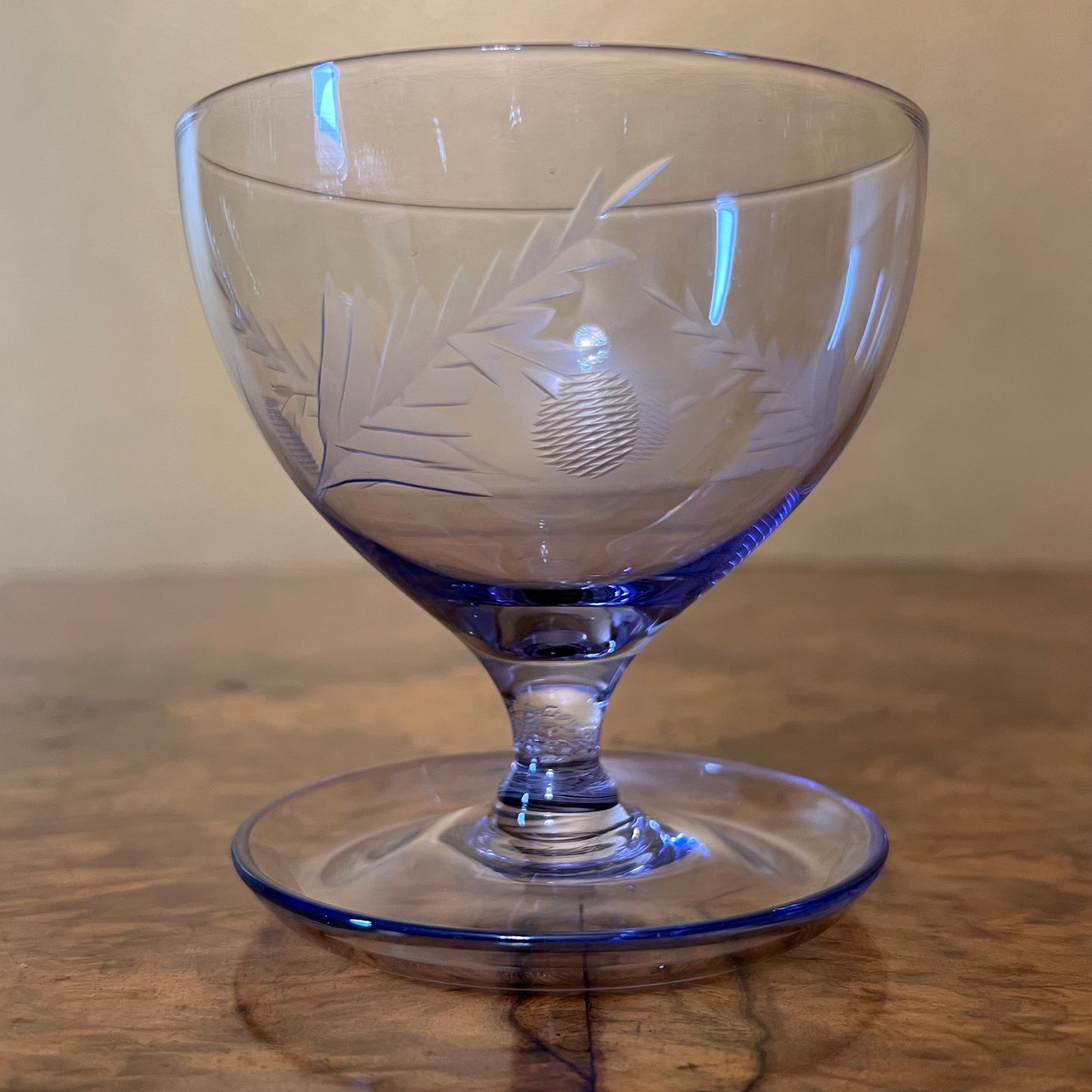 Vintage Crystal Etched Coloured Desert Bowls Set Of Six