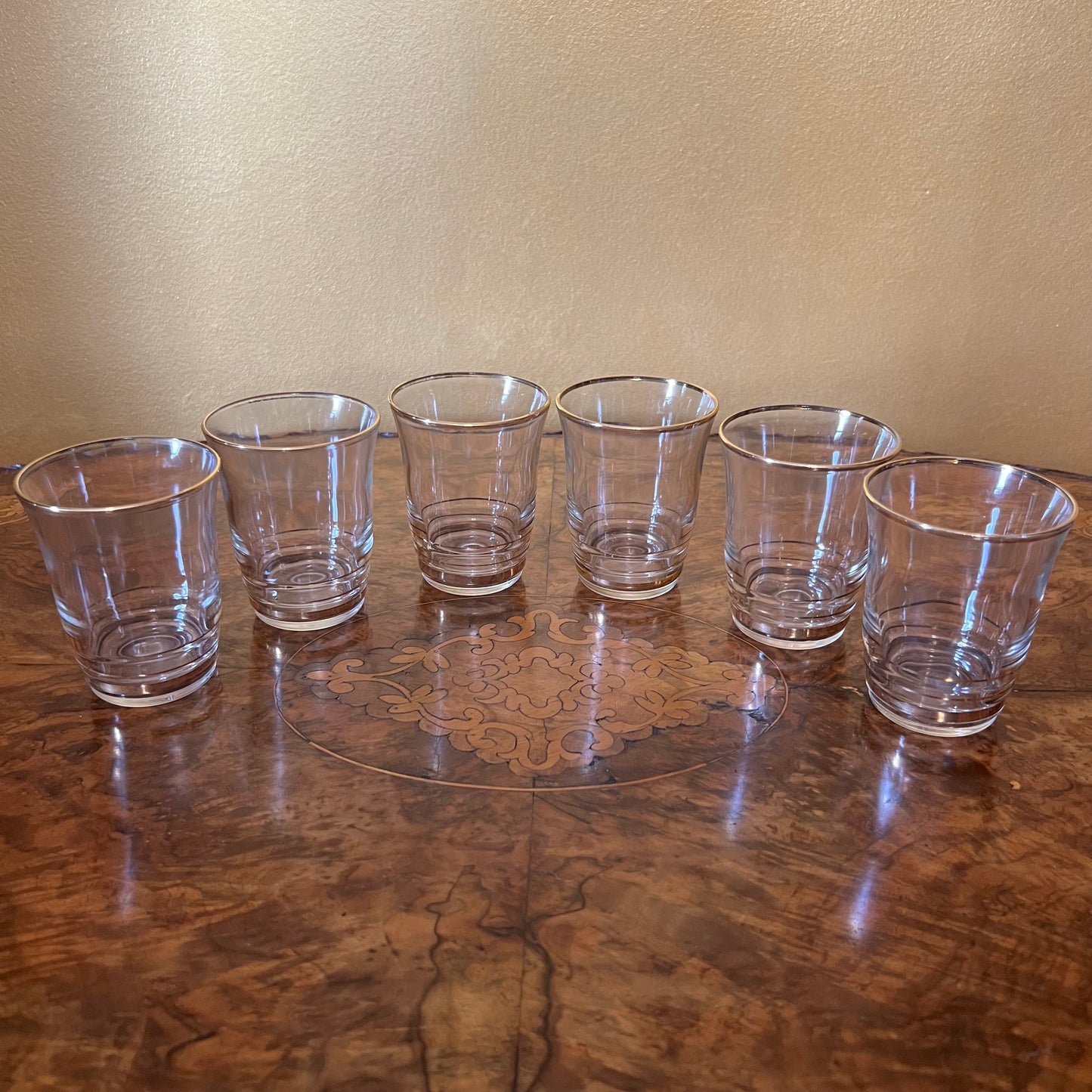 Vintage Gold Trim Drinking Glasses Set Of Six