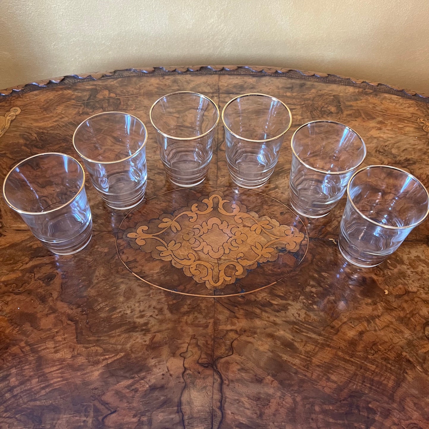 Vintage Gold Trim Drinking Glasses Set Of Six