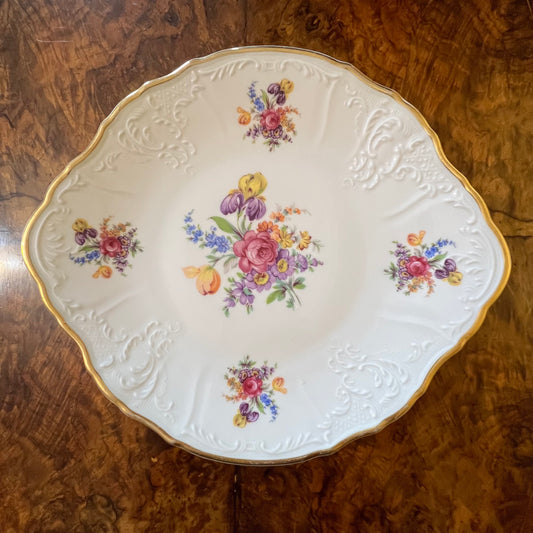 Vintage LC Bernadotte Floral Gold Trim Serving Platter