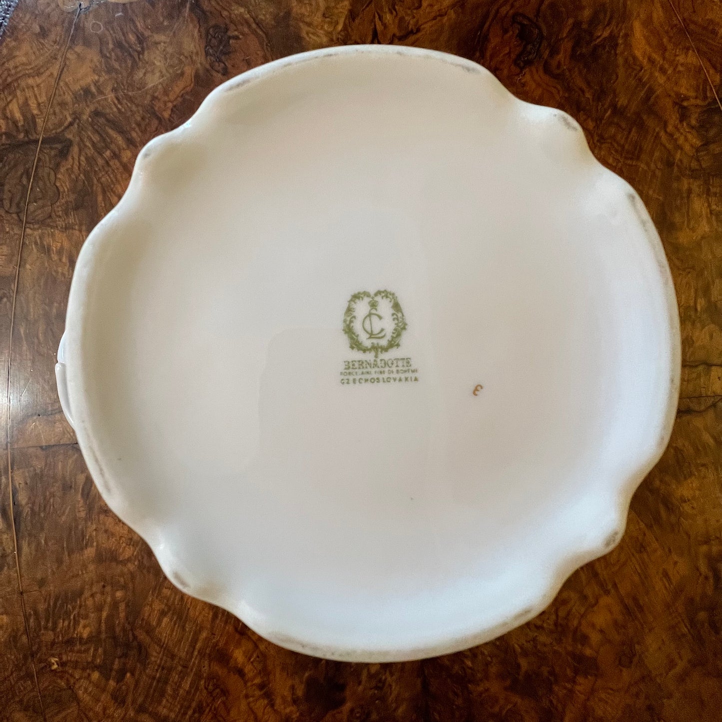 Vintage LC Bernadotte Floral Gold Trim Large Round Serving Platter