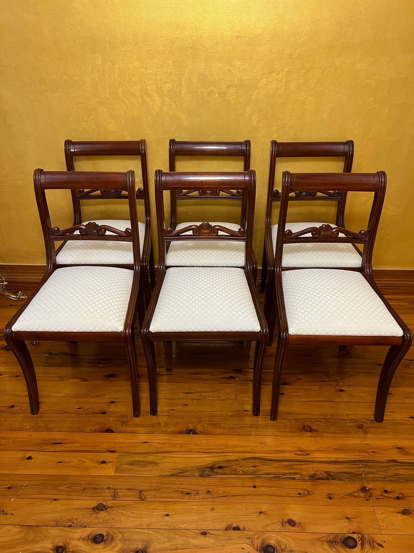 Vintage Mahogany Chairs Set Of Six