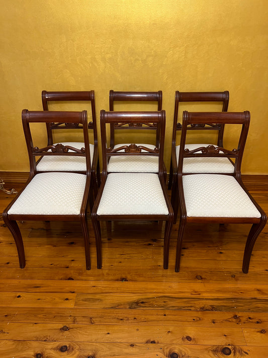 Vintage Mahogany Chairs Set Of Six