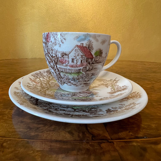 Vintage Johnson Bros Spring Time Tea Cup Trio Set