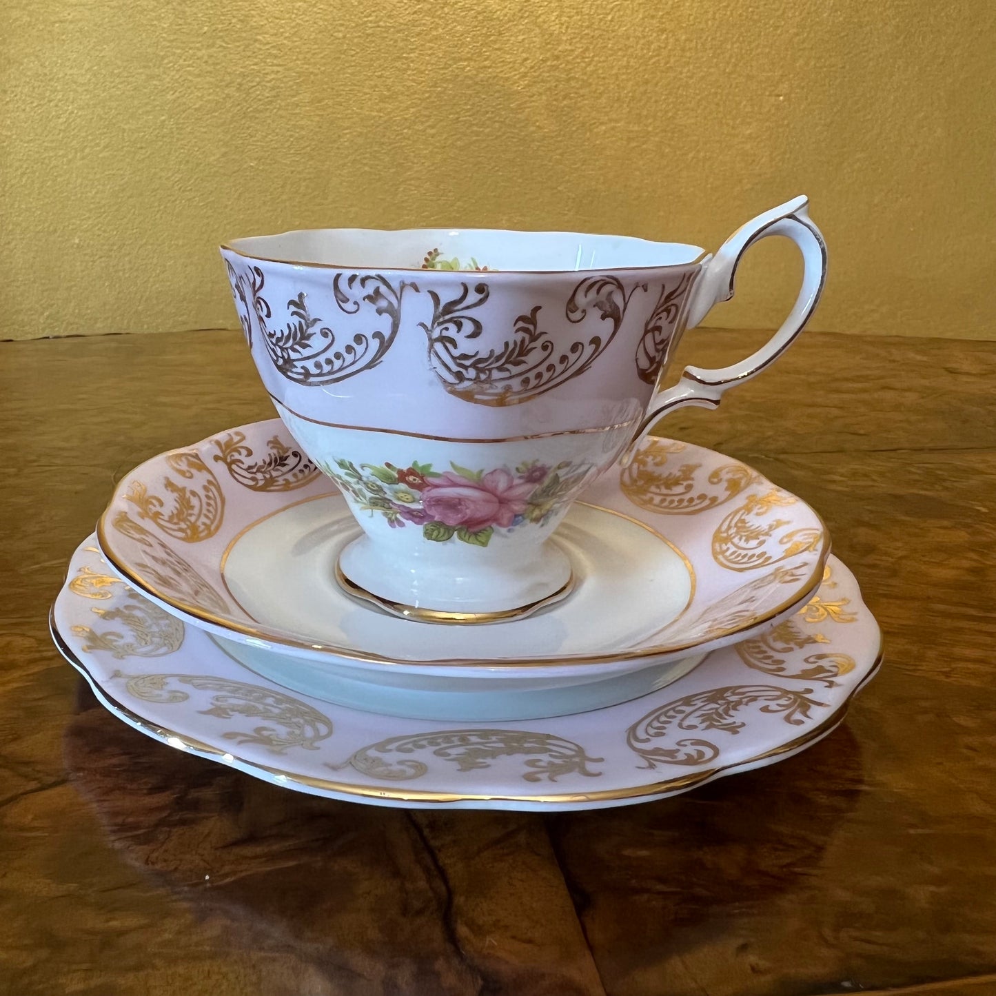 Royal Albert Pink & Gold Tea Cup Trio Set