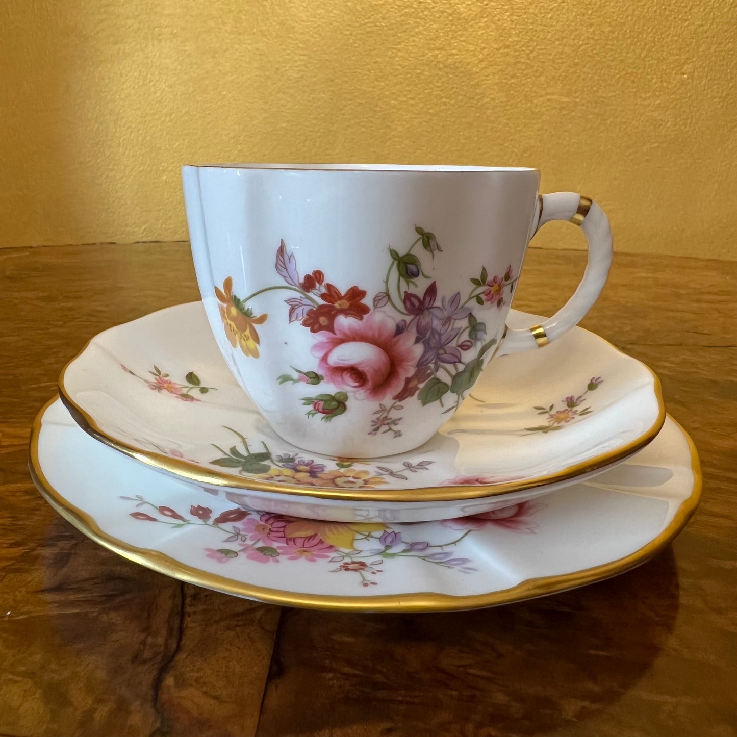 Vintage Crown Derby Derby Posies Tea Cup Trio Set