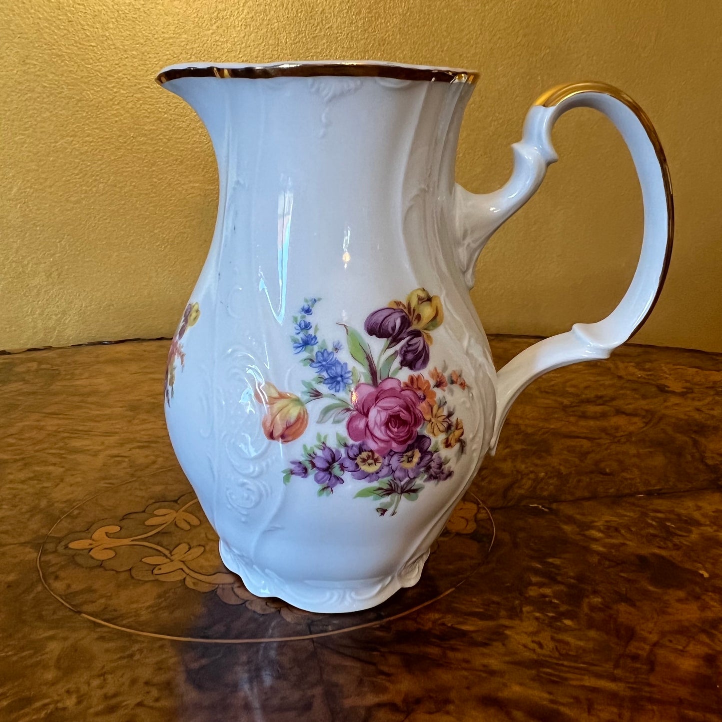 Vintage LC Bernadotte Floral Gold Trim Water Jug