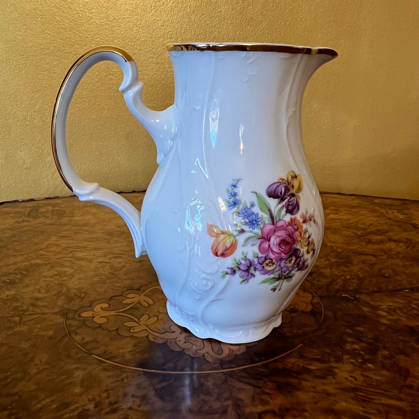 Vintage LC Bernadotte Floral Gold Trim Water Jug