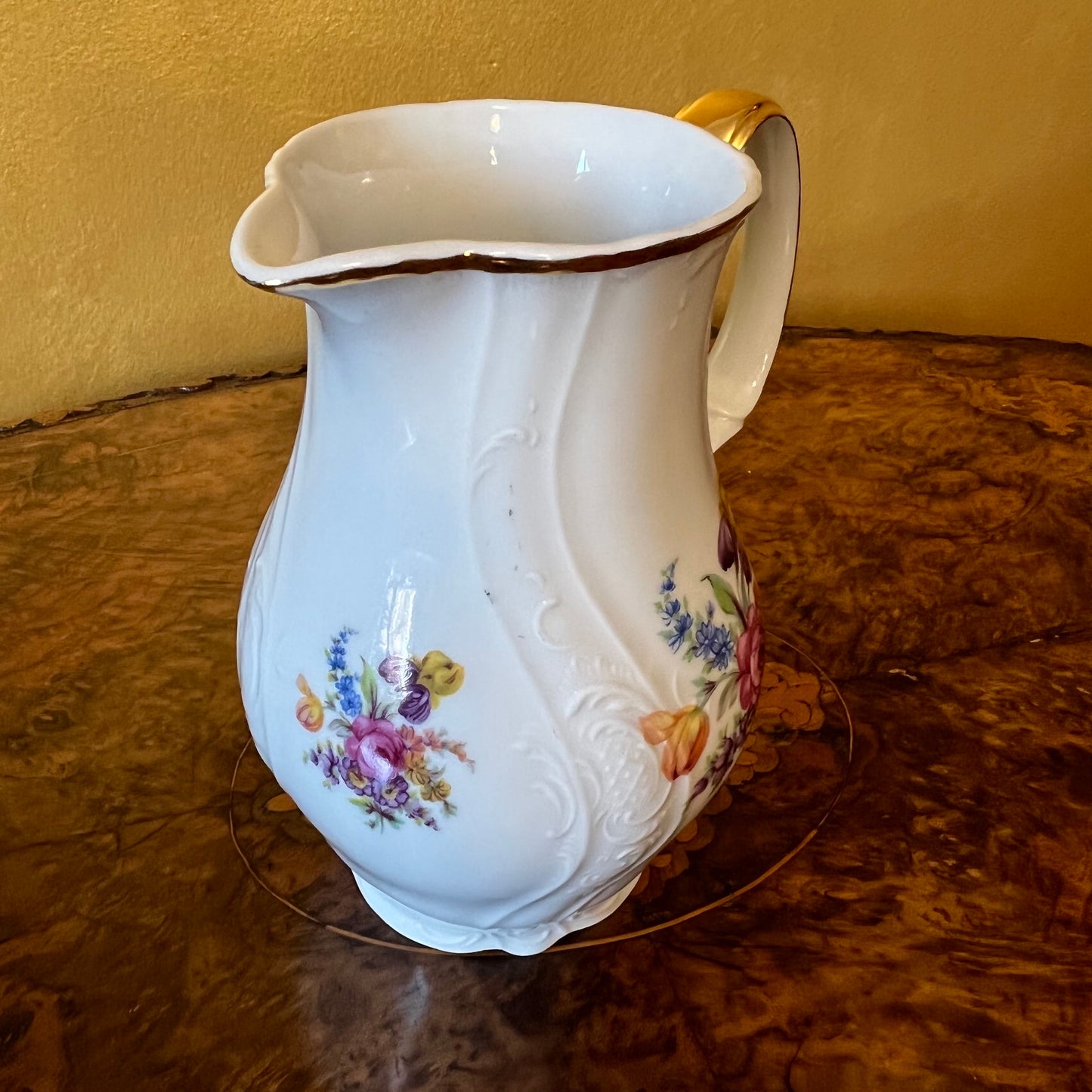 Vintage LC Bernadotte Floral Gold Trim Water Jug