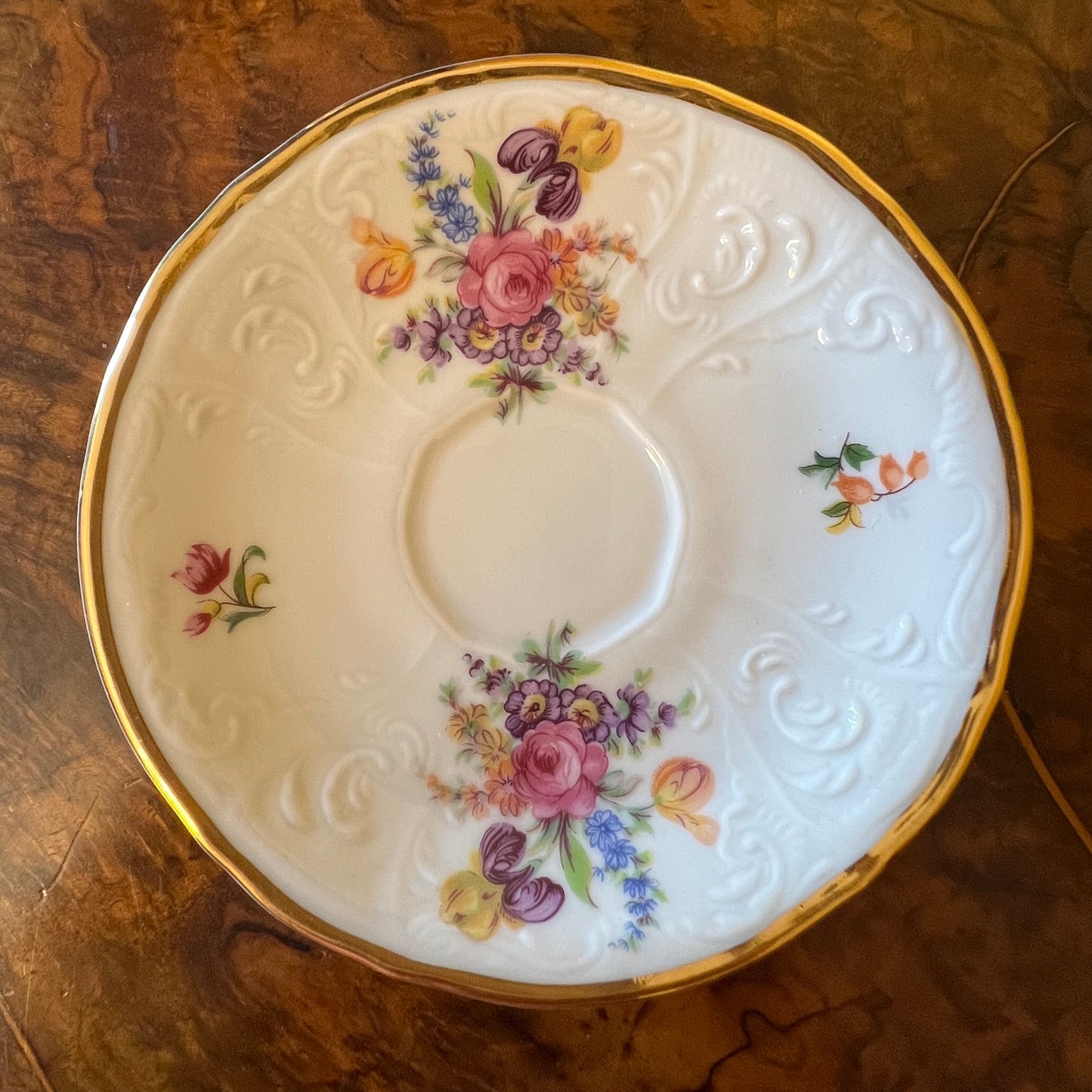 Vintage LC Bernadotte Floral Gold Trim Coffee Cup & Saucer