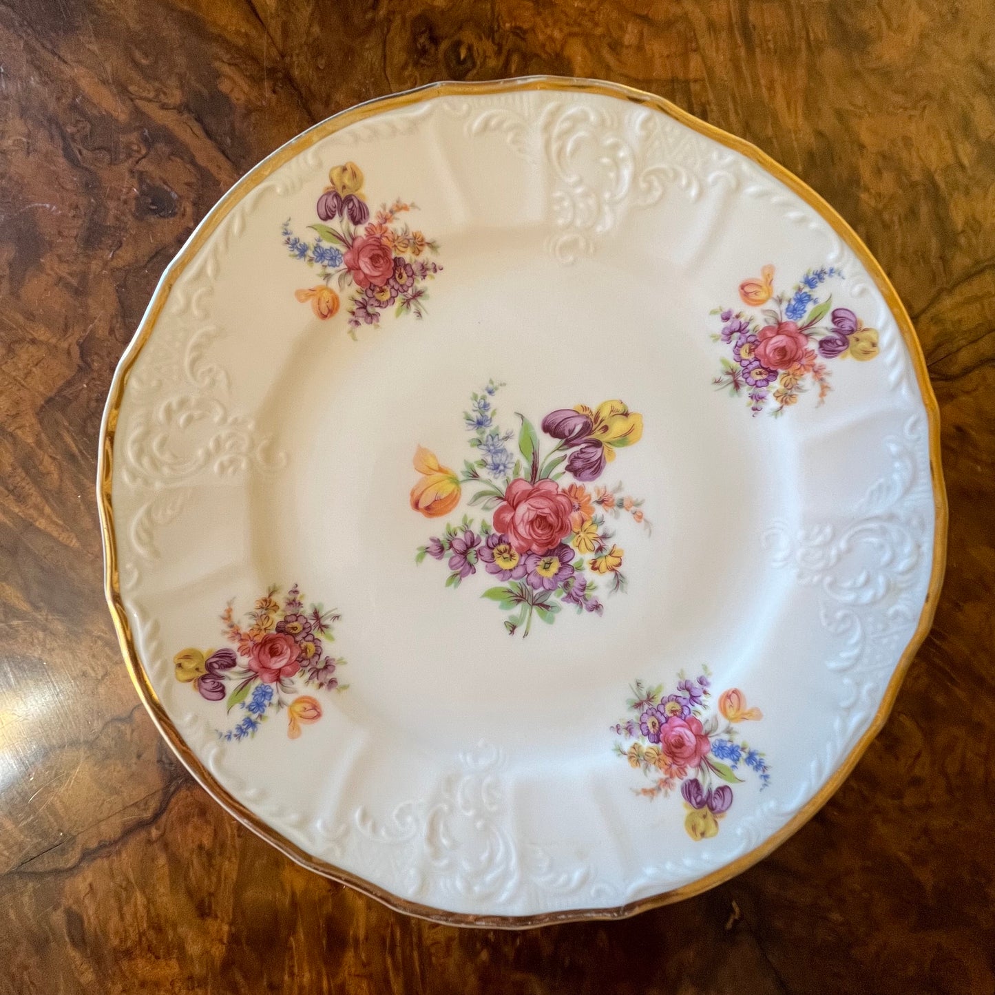 Vintage LC Bernadotte Floral Gold Trim Entree Plate Replacement