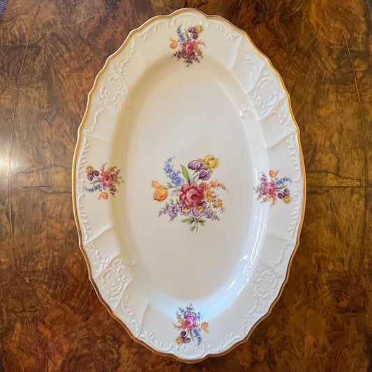 Vintage LC Bernadotte Floral Gold Trim Meat Platter