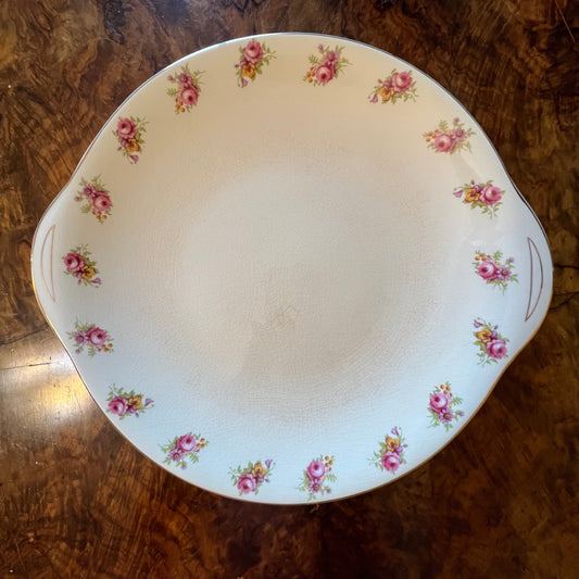 Vintage Woods Ivory Ware Rose Print Cake Platter