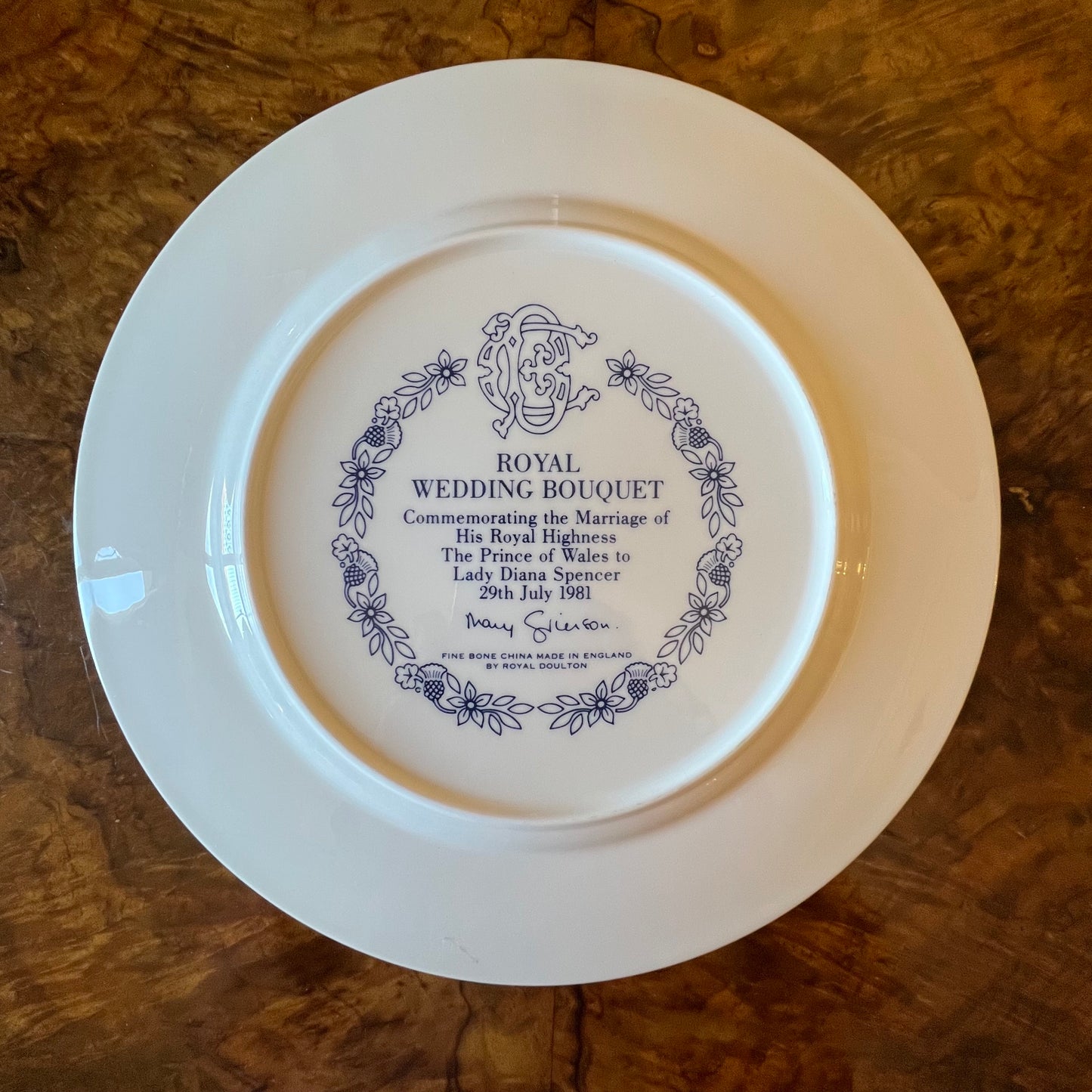 Royal Wedding Bouquet Prince Wales & Lady Diana Spencer Plate