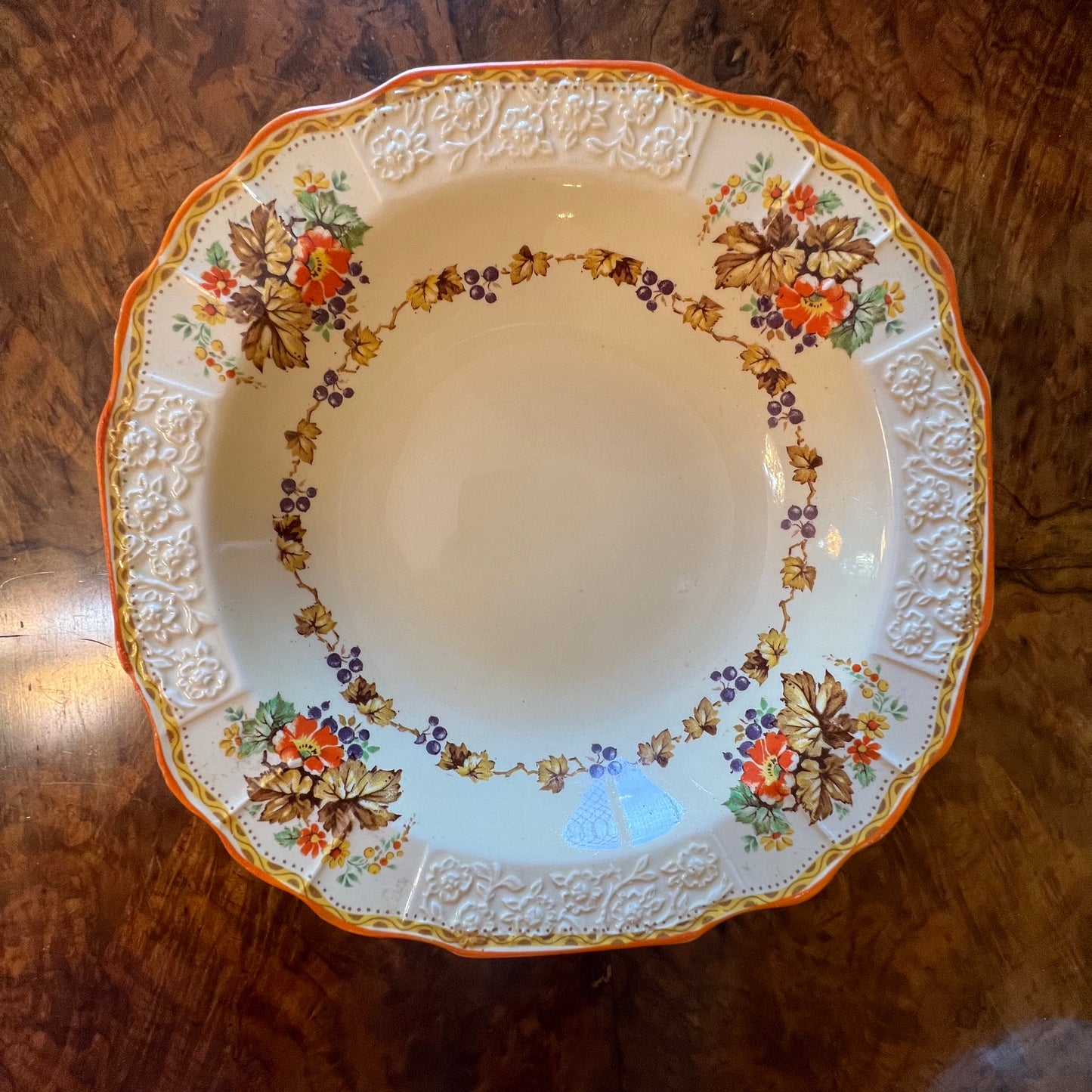 Vintage Myott Embossed Floral Bowl