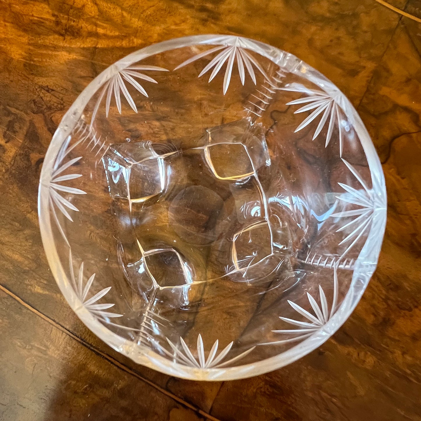 Glass Cut Small Bowl With Feet