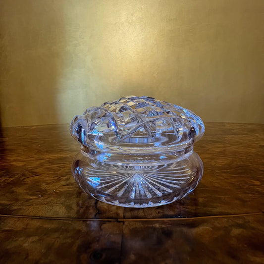 Vintage Crystal Round Trinket Box