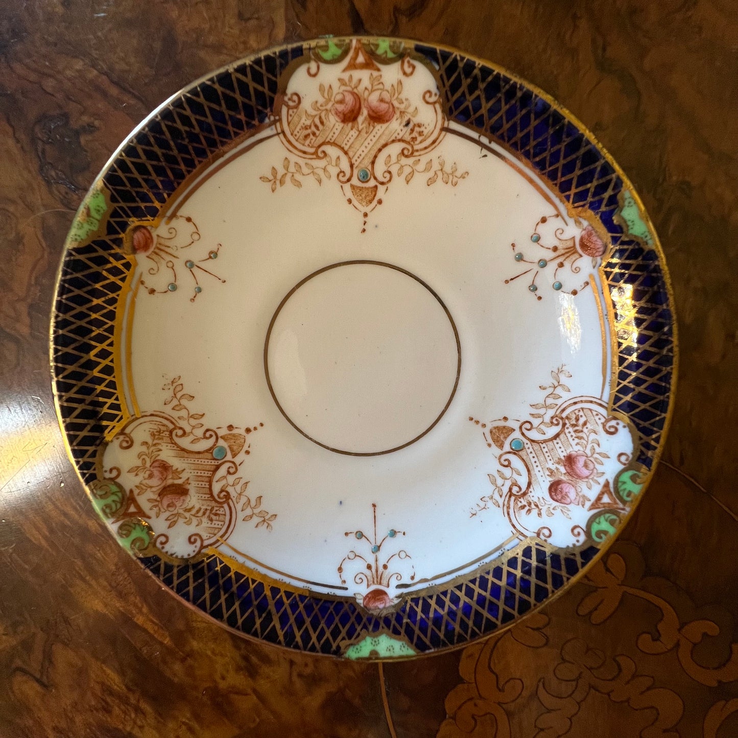 Vintage Tea Cup Trio Set With Cake Plate