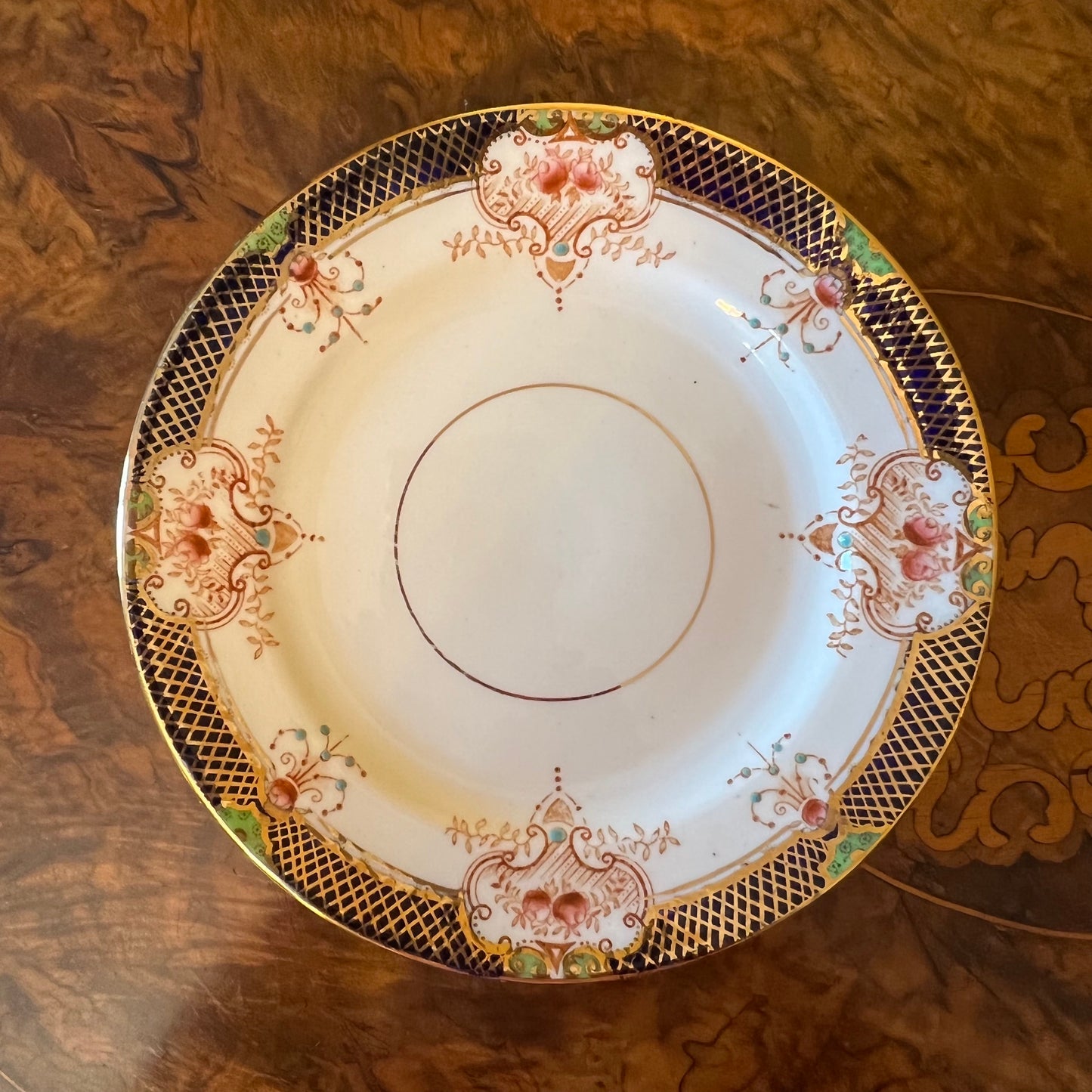 Vintage Tea Cup Trio Set With Cake Plate