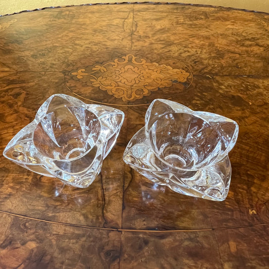 Glass Flower Candle Holder Pair