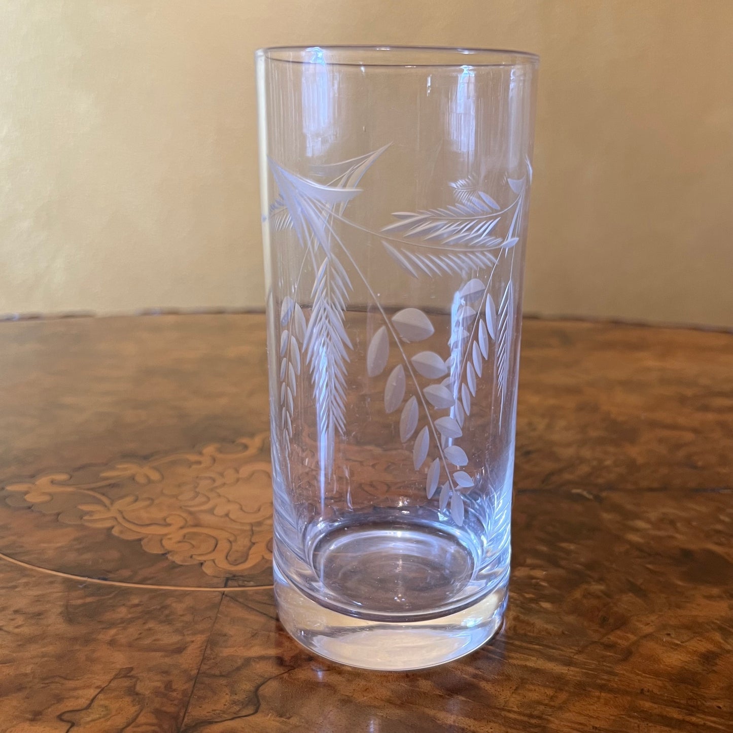 Vintage Leaves Etched Tall Glasses Set Of Four