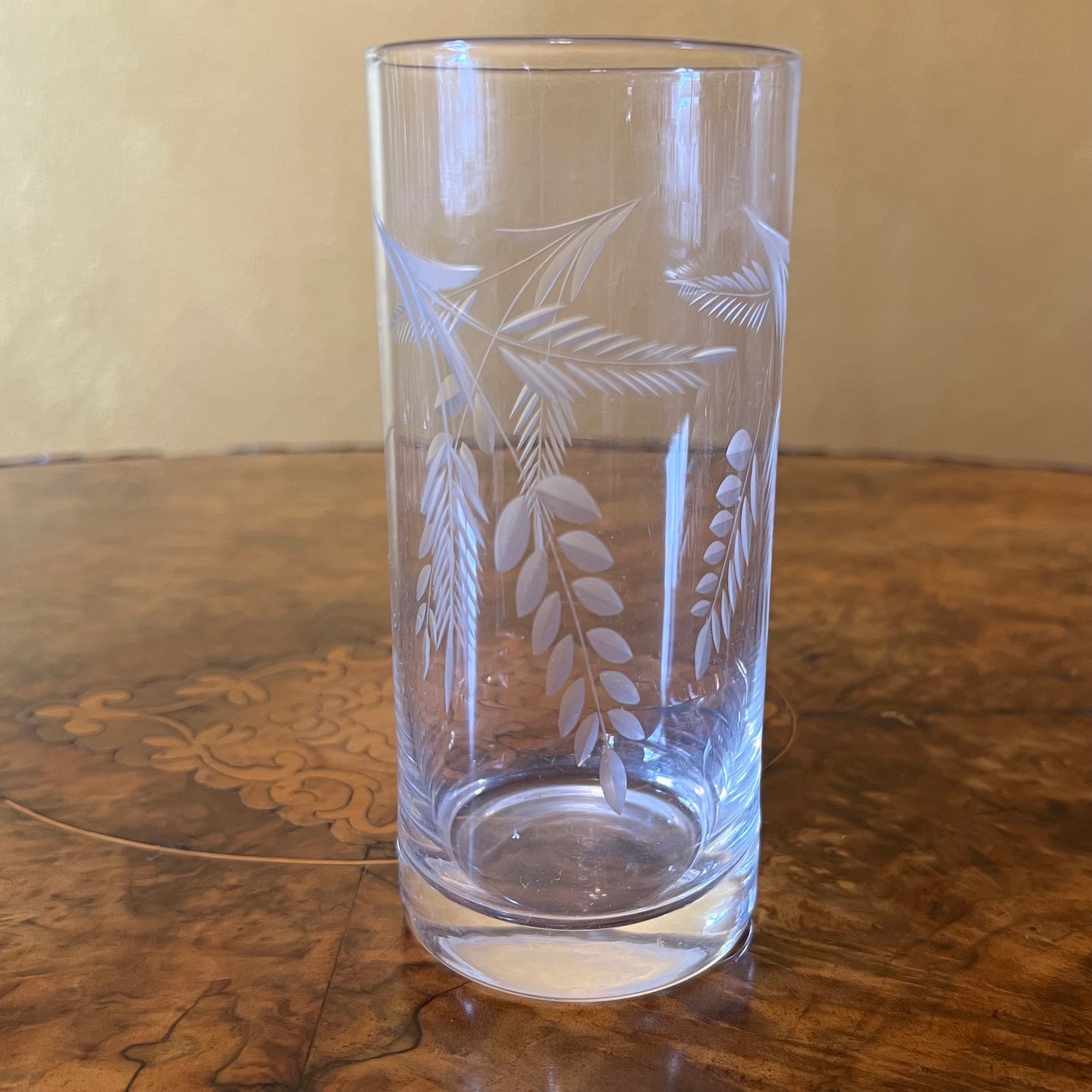 Vintage Leaves Etched Tall Glasses Set Of Four