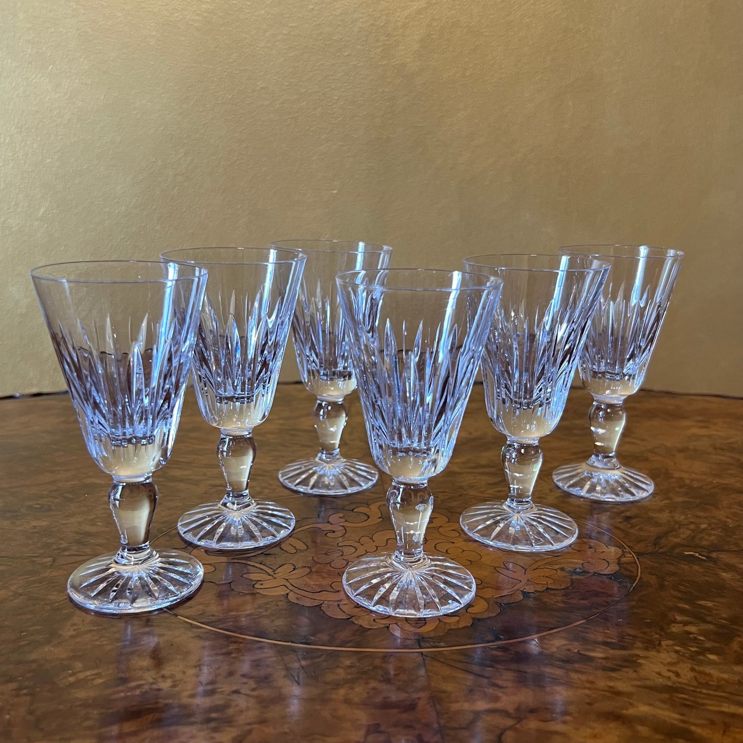 Vintage Crystal Cut Port Sherry Glasses Set Of Six