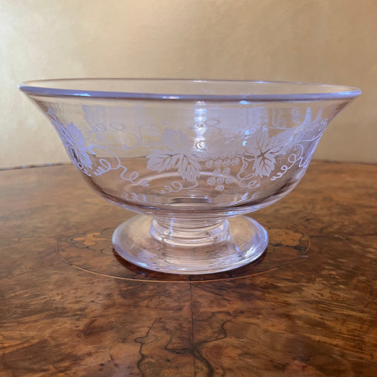 Vintage Stuart Crystal Etched Grapes Bowl