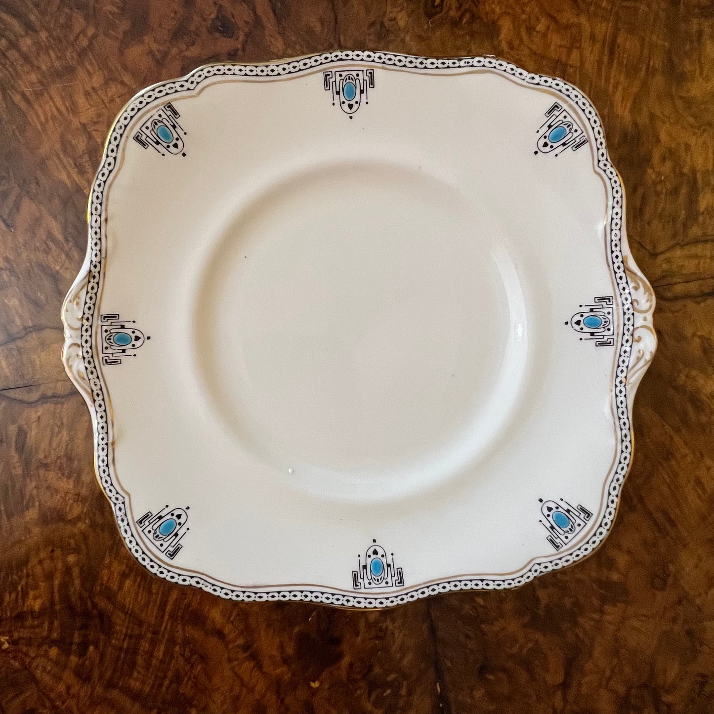 Vintage Paragon Turquoise Print Cake Plate