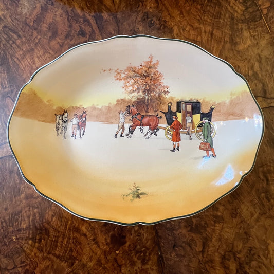 Antique Royal Doulton Coaching Scene Oval Bowl