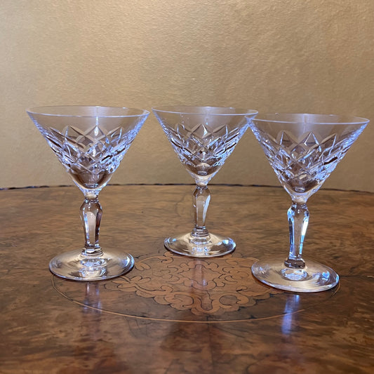 Vintage Crystal Small Martini Glasses Set Of Three
