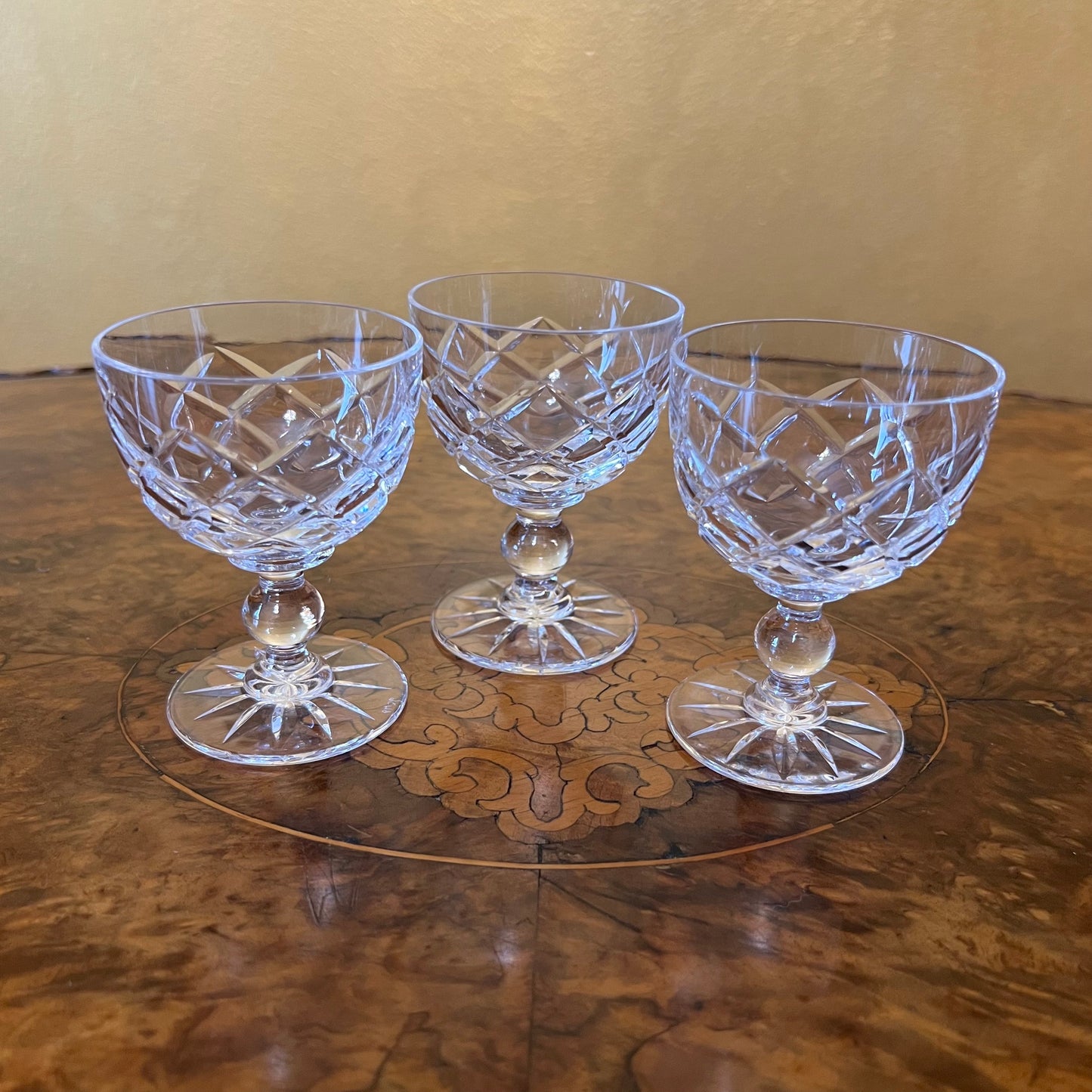 Vintage Crystal Port Glasses Set Of Three