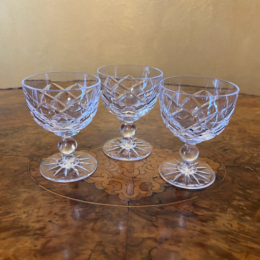 Vintage Crystal Port Glasses Set Of Three