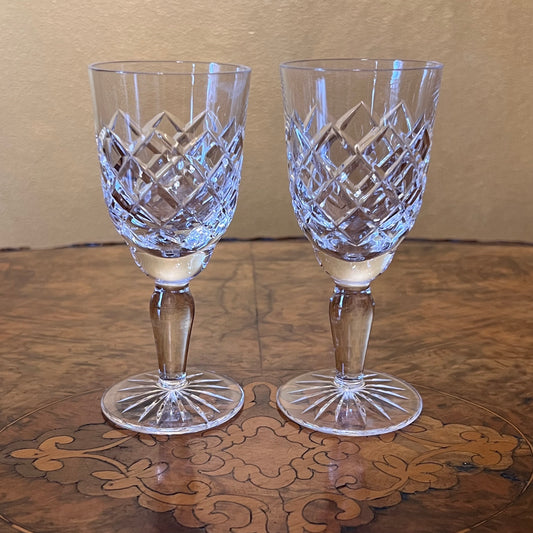 Vintage Crystal Cut Sherry Glasses Pair