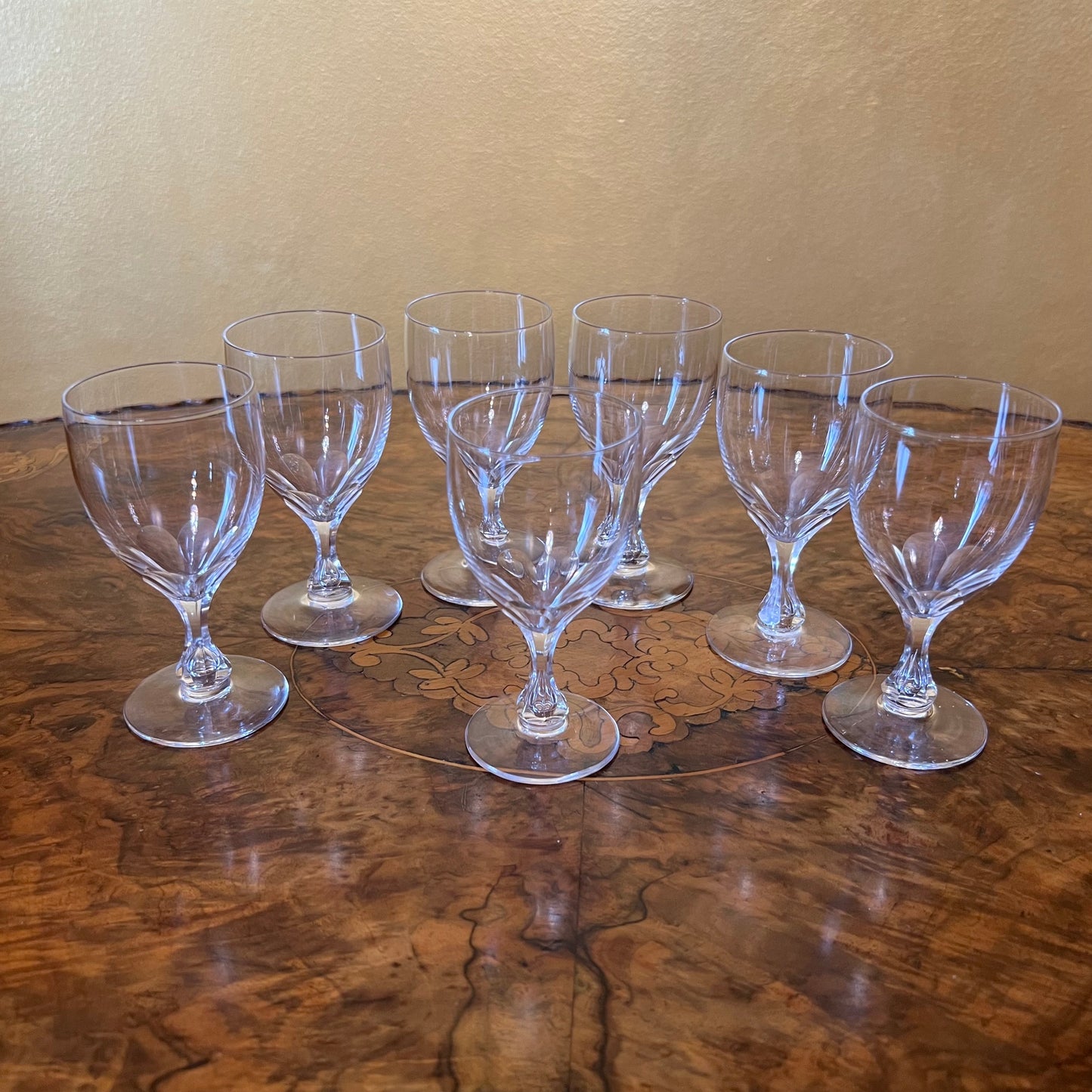 Vintage Crystal Port Glasses Set Of Seven