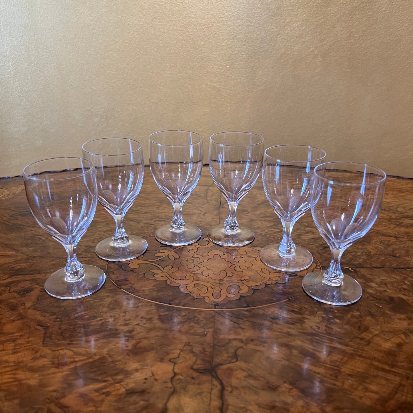 Vintage Crystal Port Glasses Set Of Seven