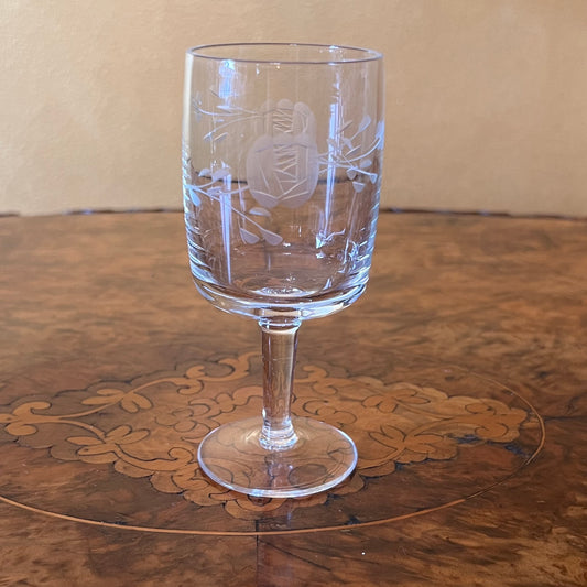 Vintage Glass Etched Liqueur Glass