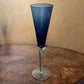 Vintage Blue Glass Champagne Flutes Set of 5