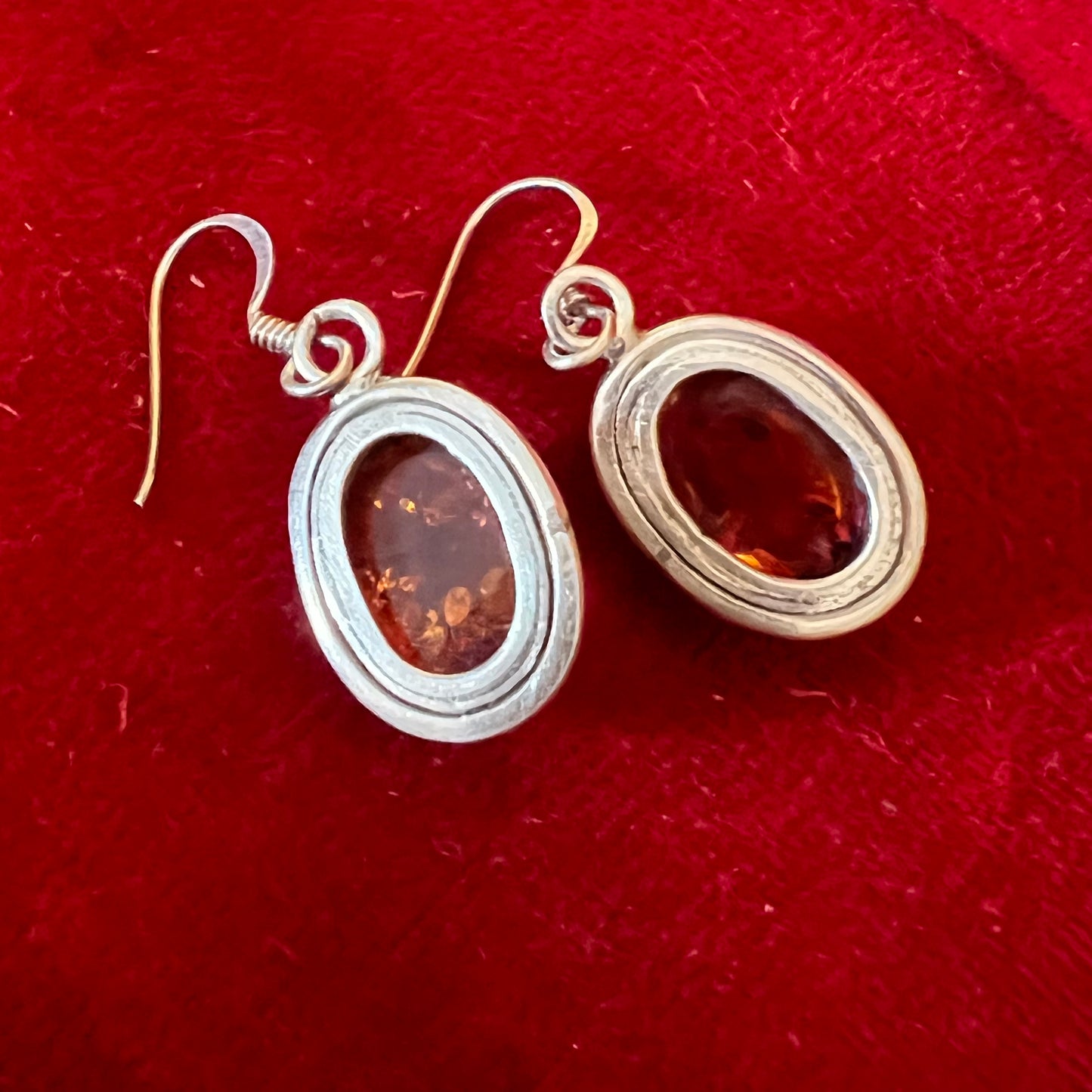 Vintage Sterling Silver Amber Earrings
