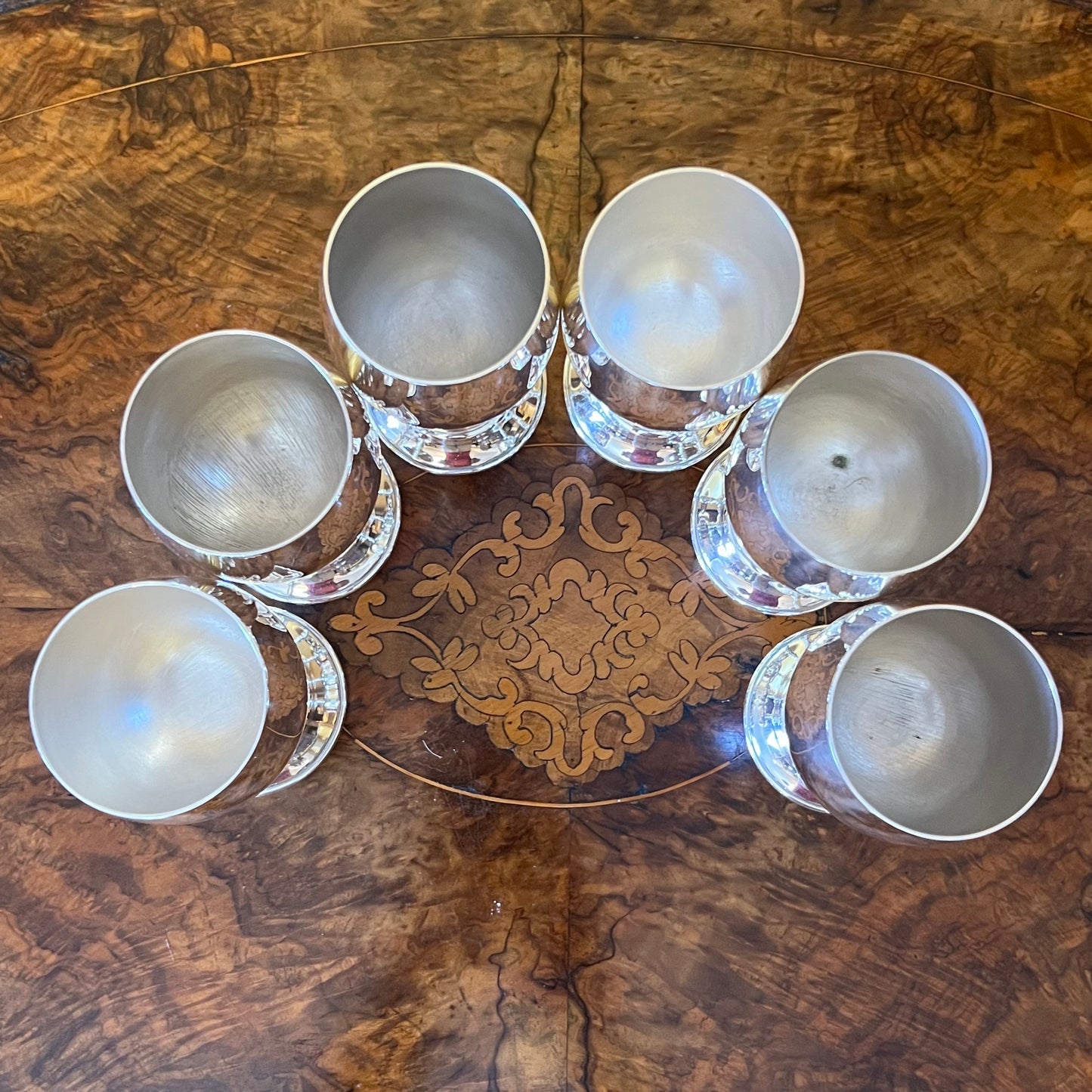 Vintage Silver Plated Wine Glasses Set of Six