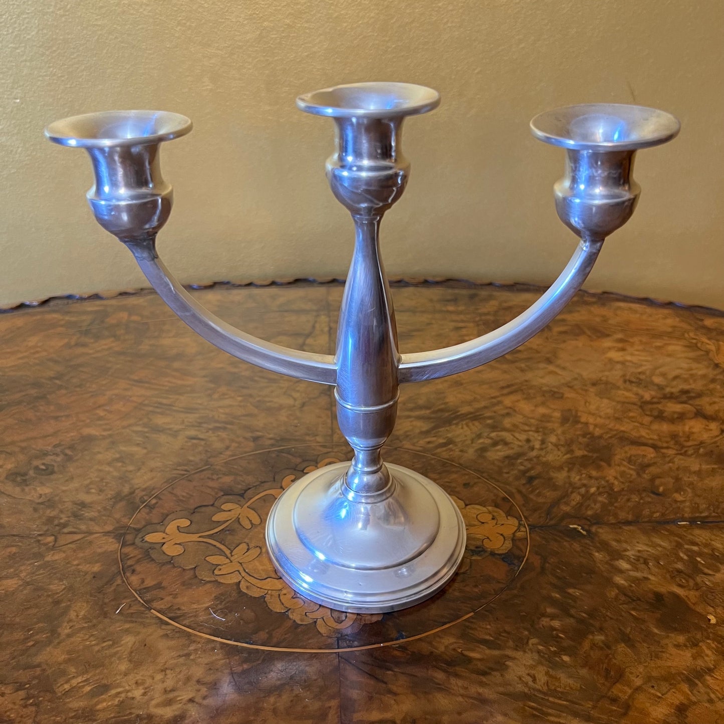 Vintage American Sterling Silver Three Branch Candlesticks Pair