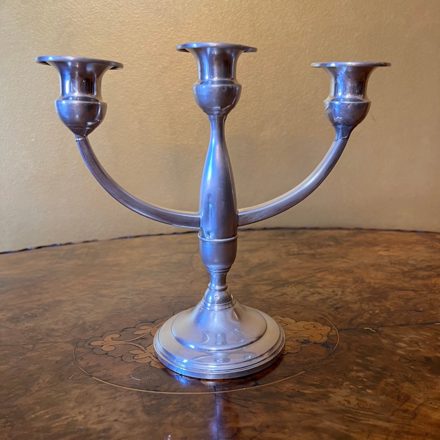 Vintage American Sterling Silver Three Branch Candlesticks Pair