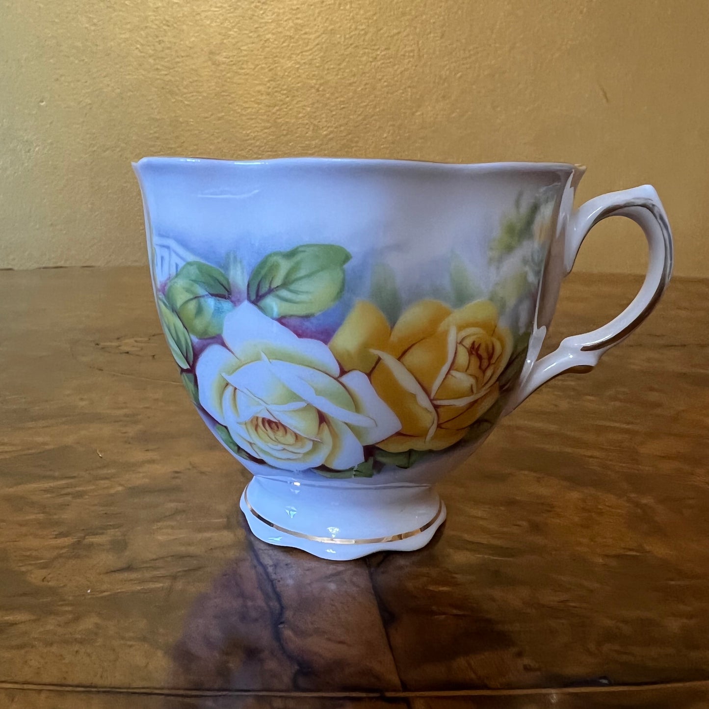 Vintage Colclough Yellow Floral Tea Cup Trio Set