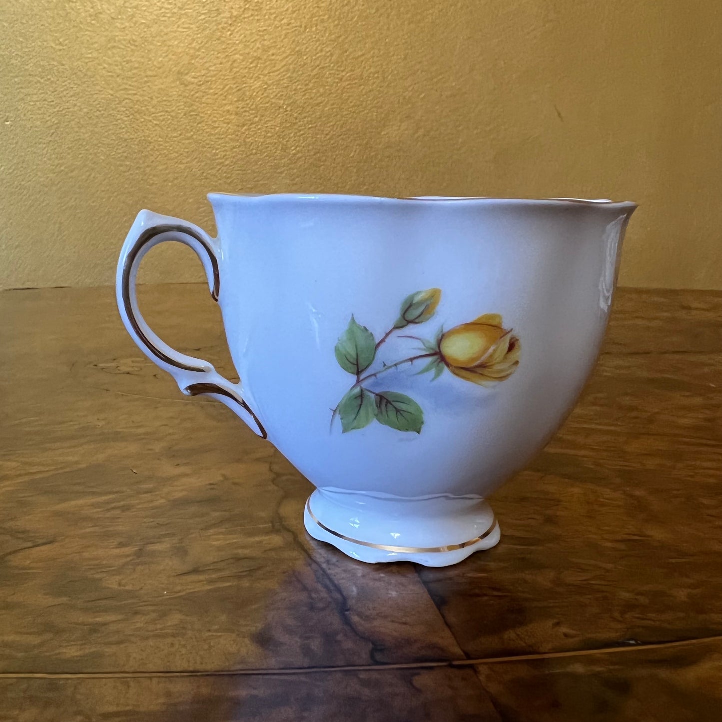 Vintage Colclough Yellow Floral Tea Cup Trio Set