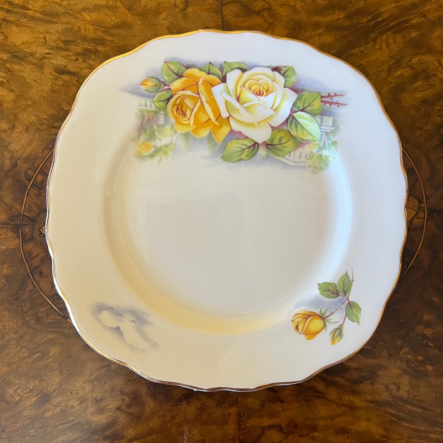 Vintage Colclough Yellow Floral Tea Cup Trio Set