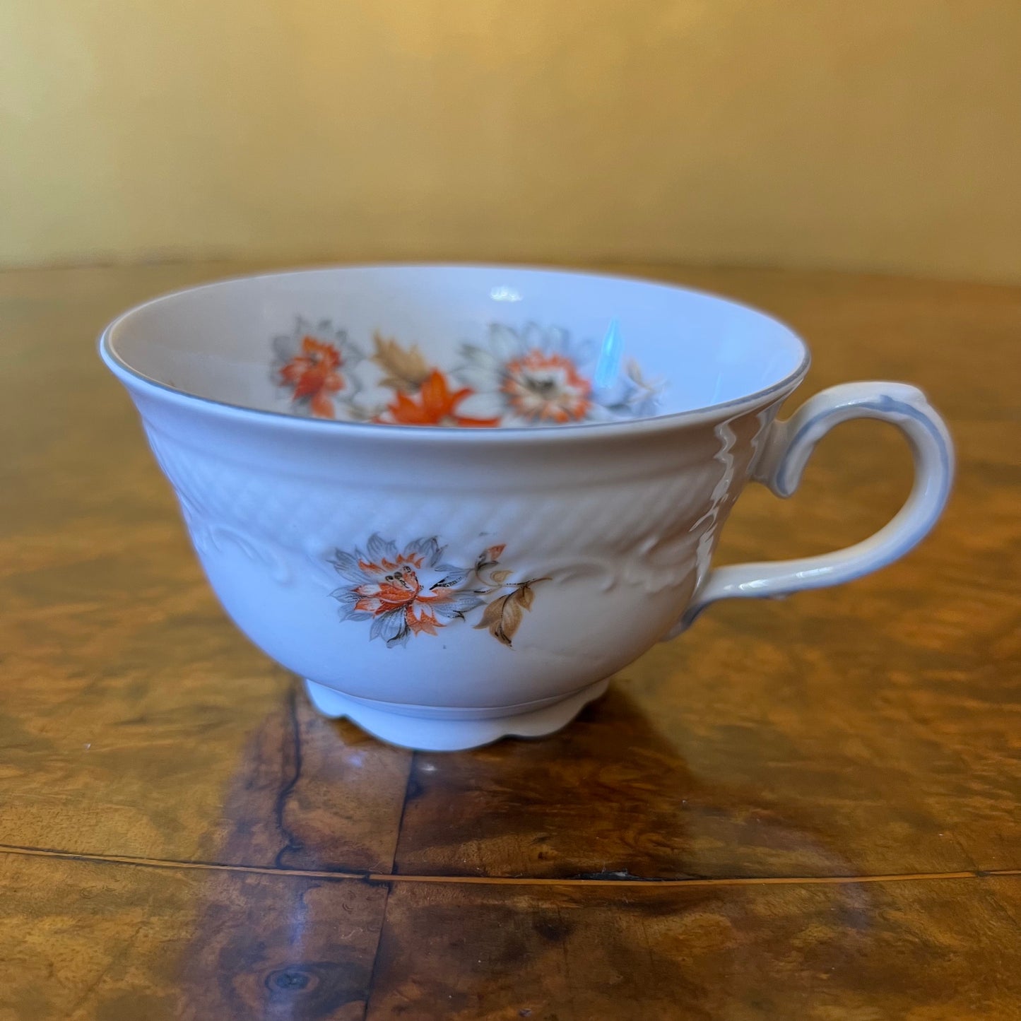 Bavarian Schumann Orange Floral Tea Cup Trio Set