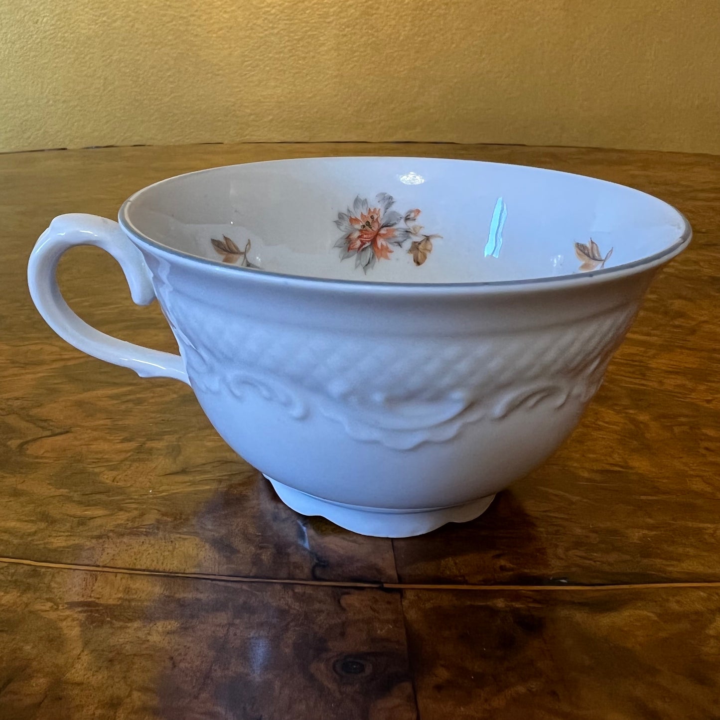 Bavarian Schumann Orange Floral Tea Cup Trio Set