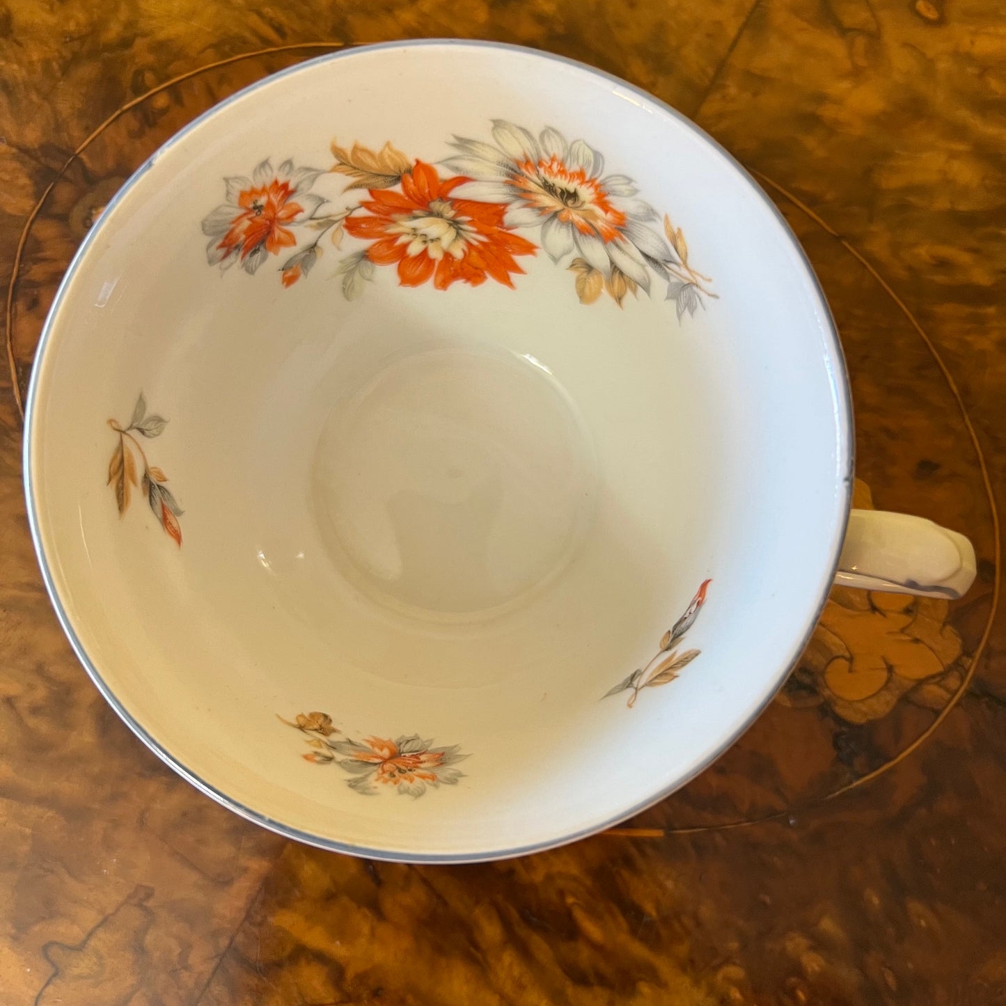 Bavarian Schumann Orange Floral Tea Cup Trio Set