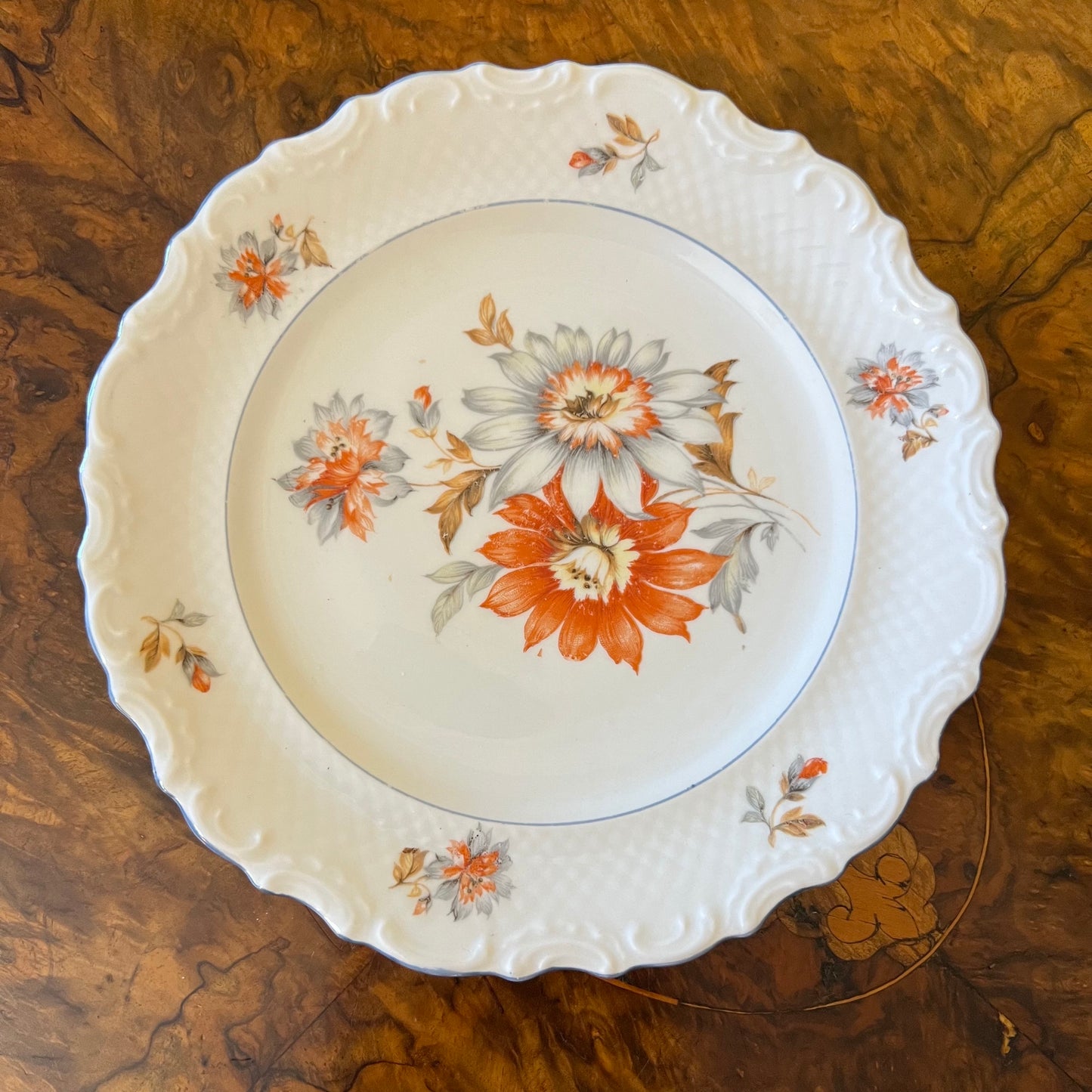 Bavarian Schumann Orange Floral Tea Cup Trio Set