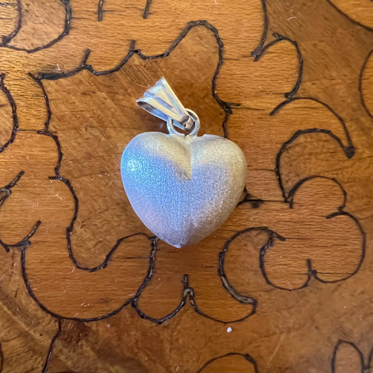 Vintage Italian 18k White Gold Heart Pendant